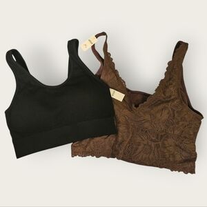 Aerie Black and Brown Wireless Bras for Comfort